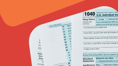 Tax forms in OPL branded graphic.