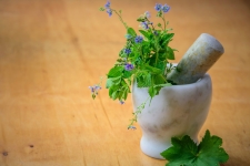 Alt HealthWatch resource image showing herbs in a pestle and mortar