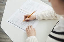 Gale Courses; Test Prep resource image showing a student filling out a test sheet