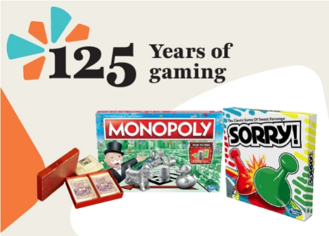 Graphic Featuring board games from the past 125 years. 